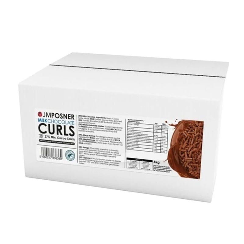 JM Posner Milk Chocolate Curls, Rainforest Alliance Cocoa, 4 Kg