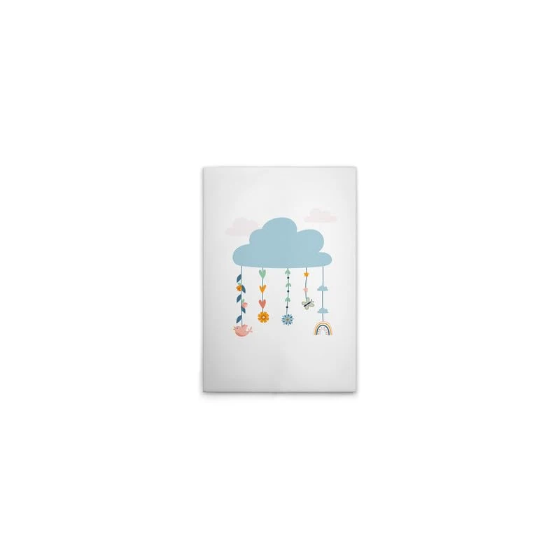 A.S. Création DD132571 Canvas Picture for Children's Room Clouds Mobile - Wall Picture in White, Colourful - 40 x 60 cm