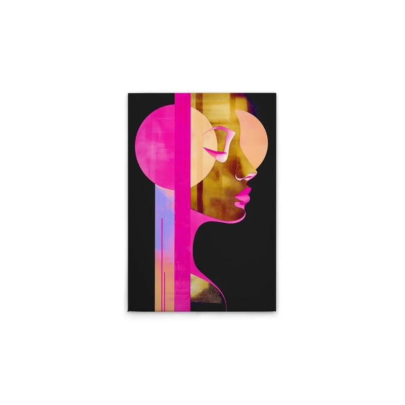 A.S. Création DD133168 Canvas Picture Woman with Shapes, Wall Picture in Black, Pink, 50 x 75 cm
