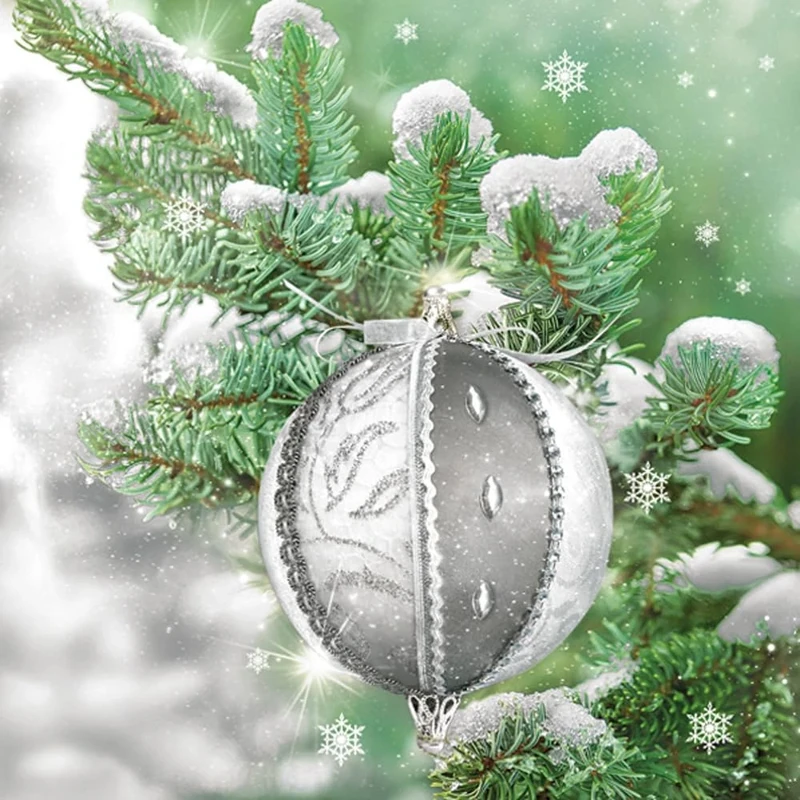 3-Ply Daisy Xmas Decoupage Tissue Paper Napkins Decorative Christmas Serviettes 33cm x 33cm - Pack of 20 (Elegant Bauble on Snowy Twig)