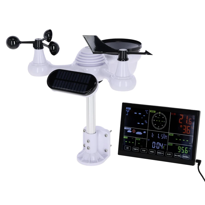 Kerbl Digital Weather Station 7-in-1 WiFi with Radio Station, White