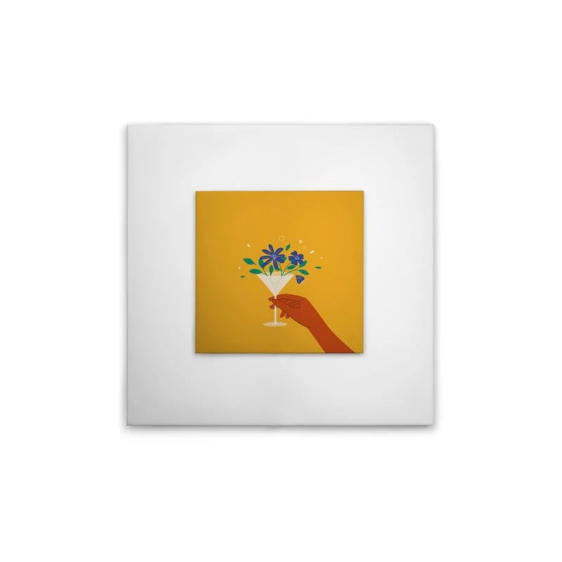 A.S. Création DD132682 Canvas Picture Flower Glasses WG Kitchen Wall Picture in Yellow, White 60 x 60 cm - Image 1