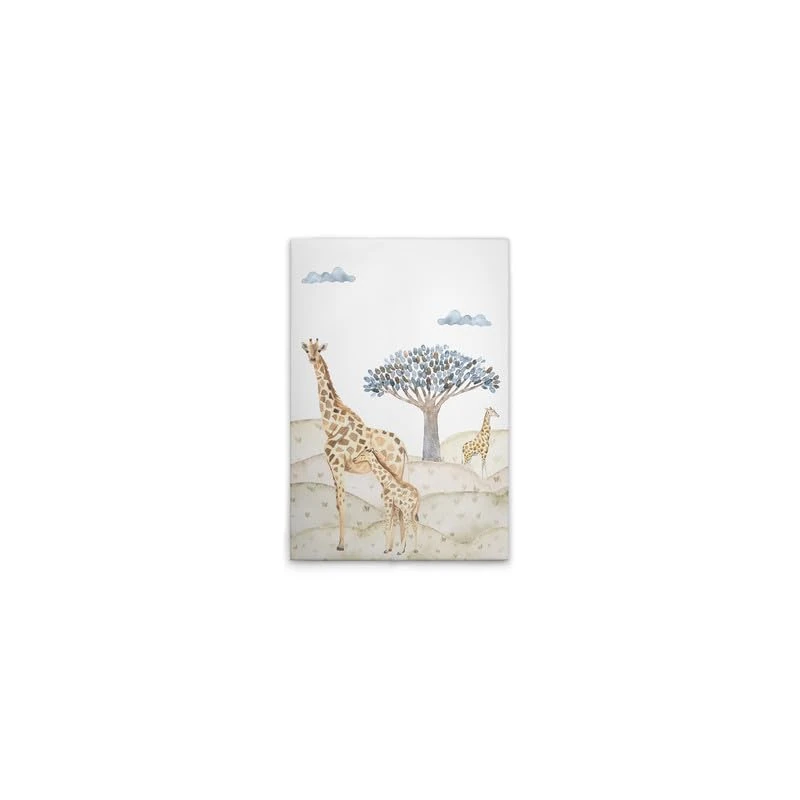 A.S. Création DD129418 Canvas Picture Safari Giraffes - Wall Picture in Beige Blue - 40 x 60 cm - Image 1
