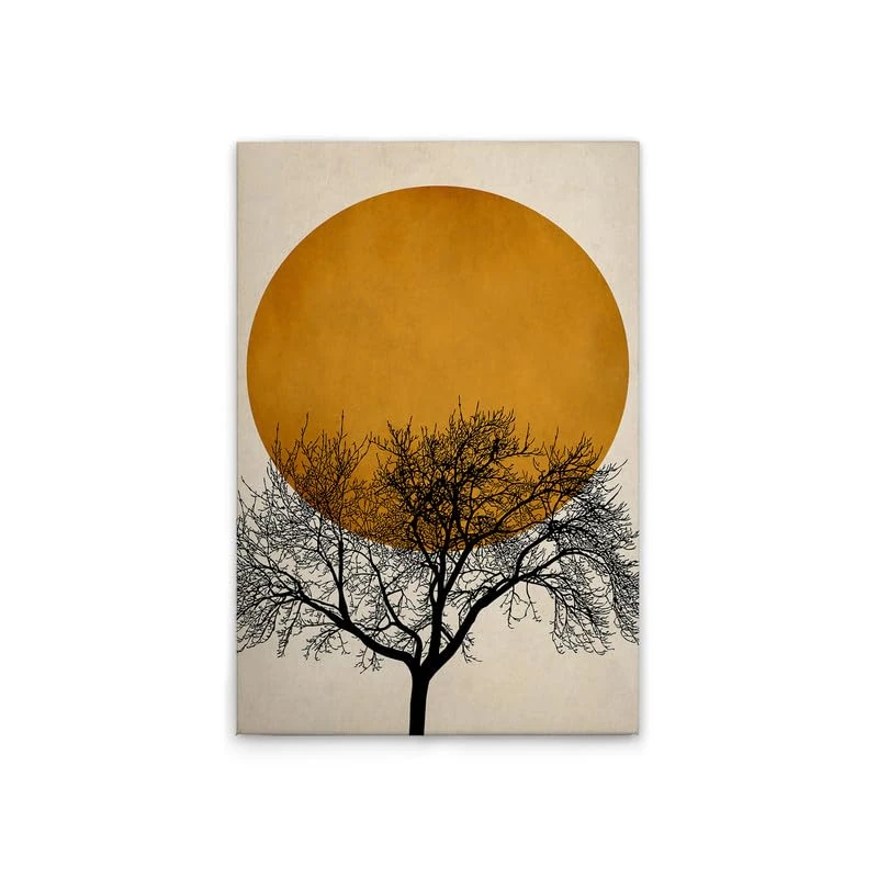 A.S. Création DD131780 Canvas Picture Tree with Moon Gold Black - Wall Picture in Gold, Beige - 60 x 90 cm - Image 1