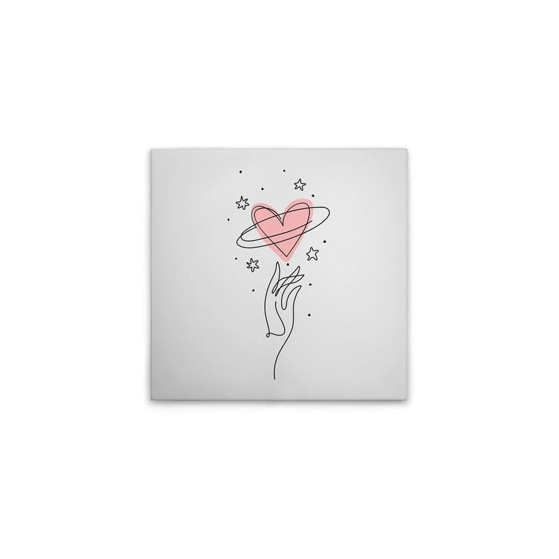 A.S. Création Canvas Picture Oneliner Hearts with Hand - Wall Picture in White, Pink - 50 x 50 cm - DD132697 - Image 1