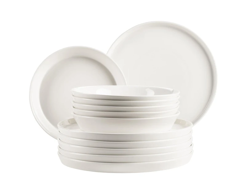 MÄSER, Sita Series Plate Set for 6 People, Dinnerware Made of White Porcelain, Simple, Elgeant, Porcelain, White