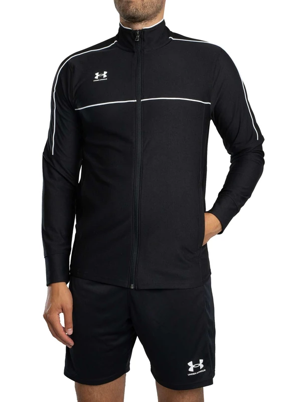 Under Armour Men's Challenger Track Jacket, Light and Breathable Sports Coat for Men, Fast-Drying Track Jacket for Football, Running and Outdoor Pursuits,Black / / White,LG