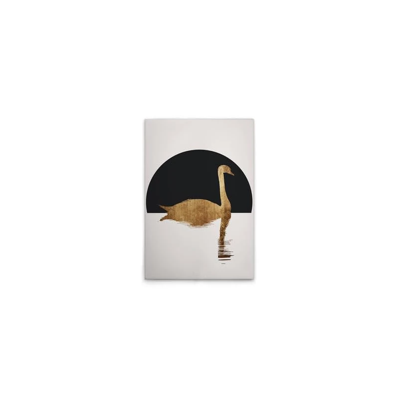 A.S. Création DD131757 Canvas Picture Swan Black Gold Wall Picture in Cream Black 40 x 60 cm