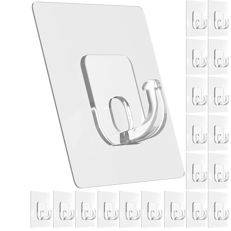 Latoxcaa Large Adhesive Hooks, 33lb Heavy Duty Utility Hooks for Hanging, 20 Pack Damage Free Sticky Hanging, No Trace Self-Adhesive Wall for Kitchen Bathroom Office Multiple Uses