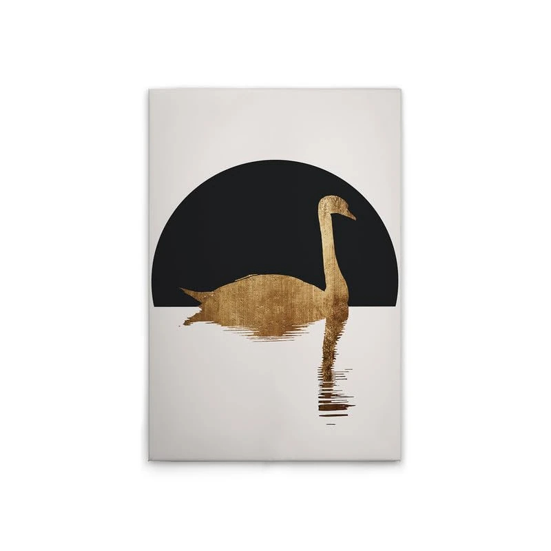 A.S. Création DD131759 Canvas Picture Swan Black Gold Wall Picture in Cream Black 60 x 90 cm