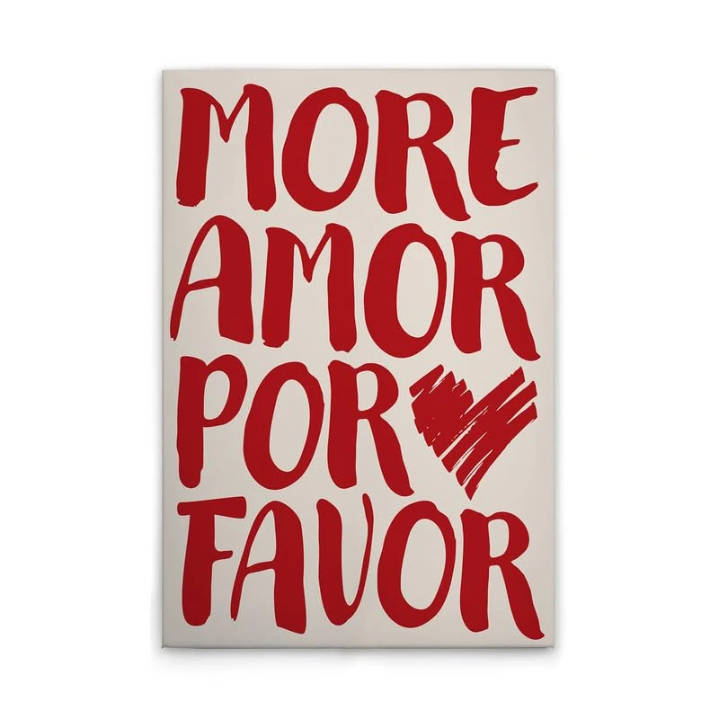 A.S. Création More Amor por Favor DD133018 Canvas Picture in Beige, Red, 80 x 120 cm