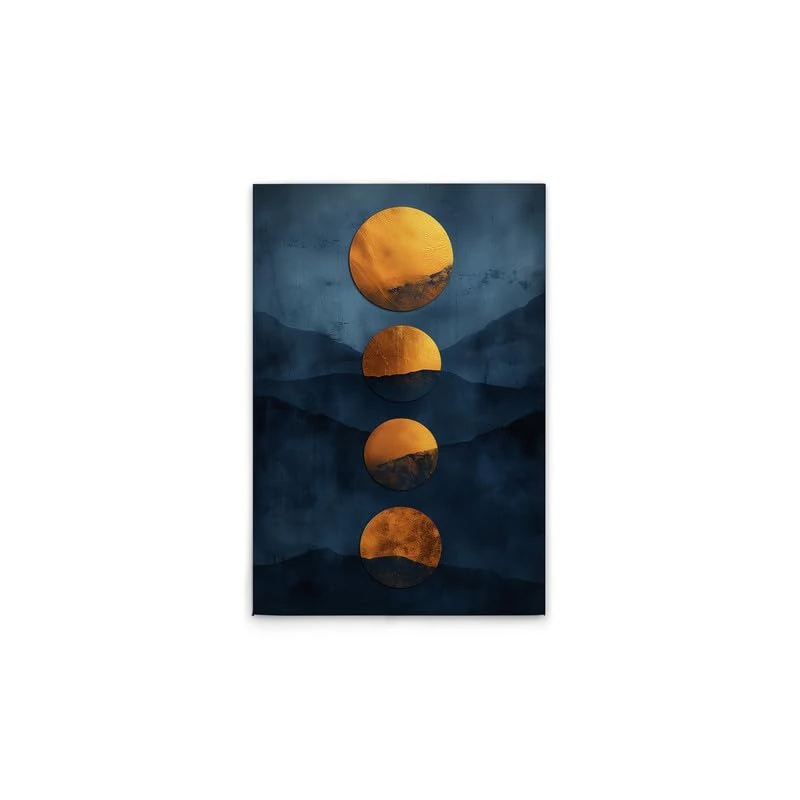 A.S. Création DD133258 Canvas Picture Sun Landscape Wall Picture in Blue Gold 50 x 75 cm