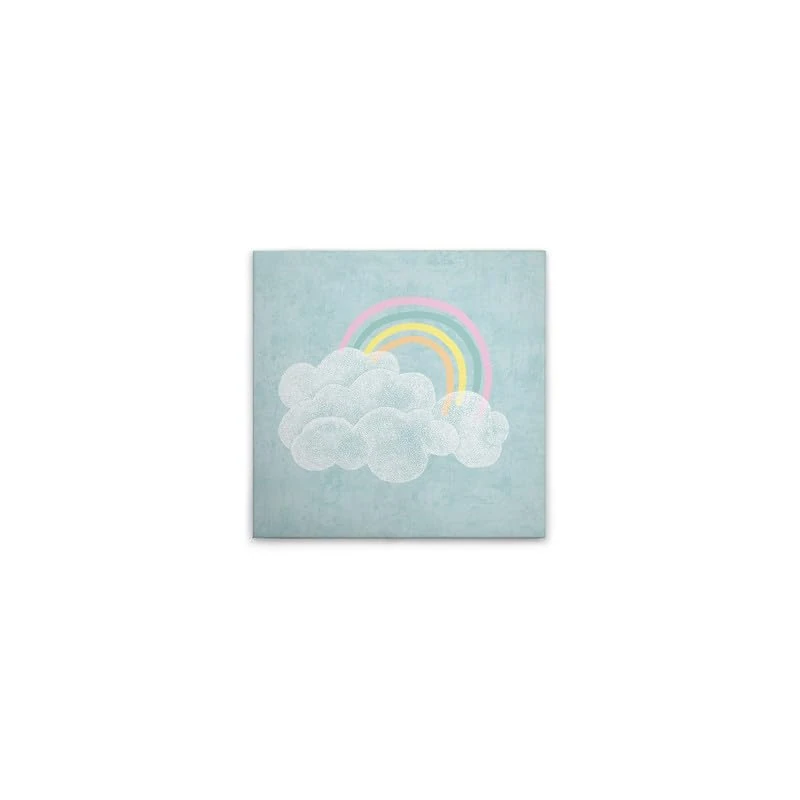 A.S. Création DD129414 Canvas Picture Rainbow with Clouds, Wall Picture in Colourful, Blue, 40 x 40 cm