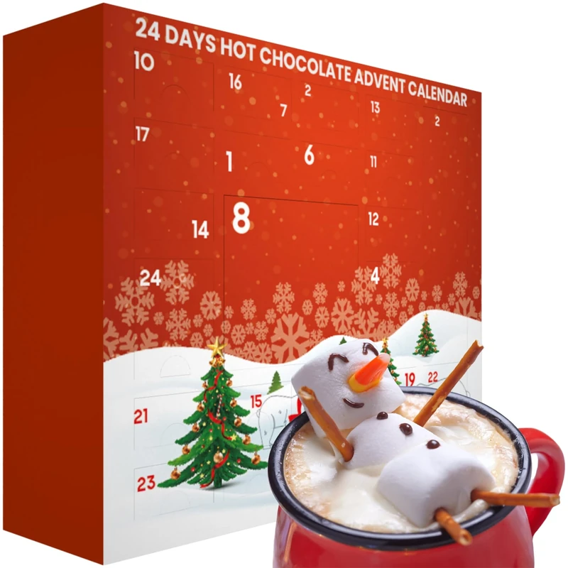 Hot Chocolate Advent Calendar 2025 | Luxury Instant Hot Chocolate Gift Set Selection Station | Sachets Powder | Xmas Gifts for Women Ladies Men Kids | Christmas Countdown | Food Unique