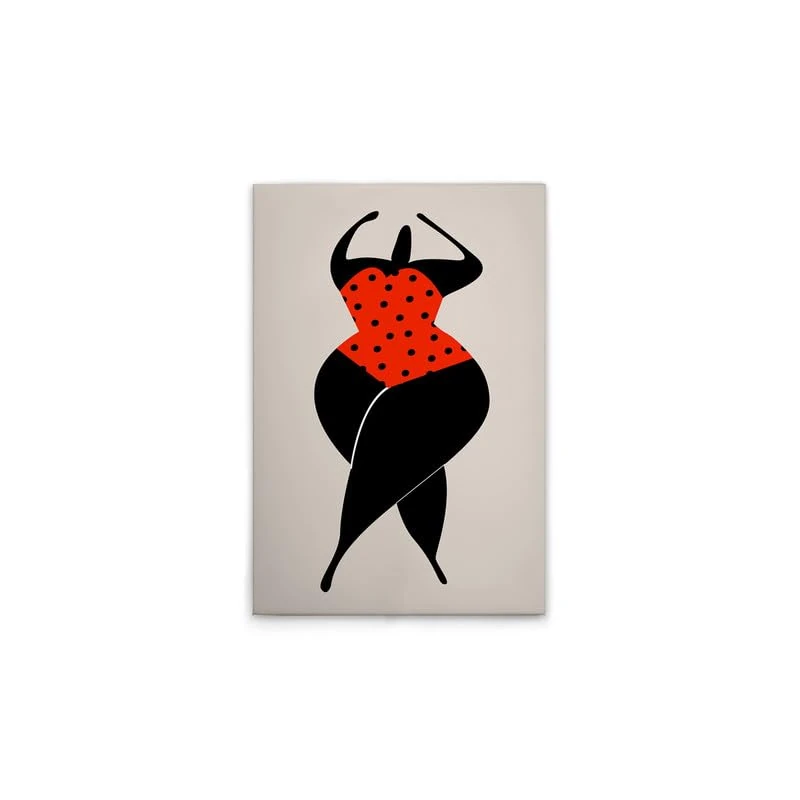 A.S. Création DD131856 Retro Women's Silhouette Red Canvas Picture in Cream Black 50 x 75 cm - Image 1