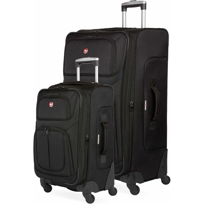 SwissGear Sion Softside Expandable Luggage, Black, 2-Piece Set (21/29), Sion Softside Expandable Luggage