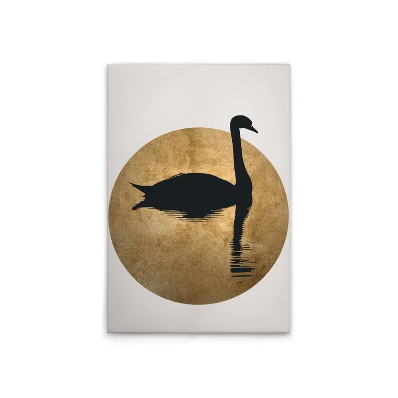 A.S. Création DD131764 Canvas Picture Swan Black Gold Wall Picture in Cream Black 60 x 90 cm - Image 1