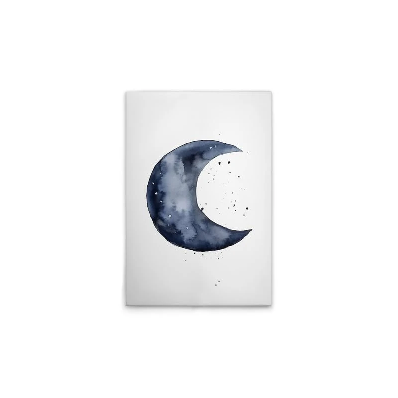 A.S. Création DD133313 Canvas Picture Blue Crescent Moon - Wall Picture in White, Blue - 50 x 75 cm