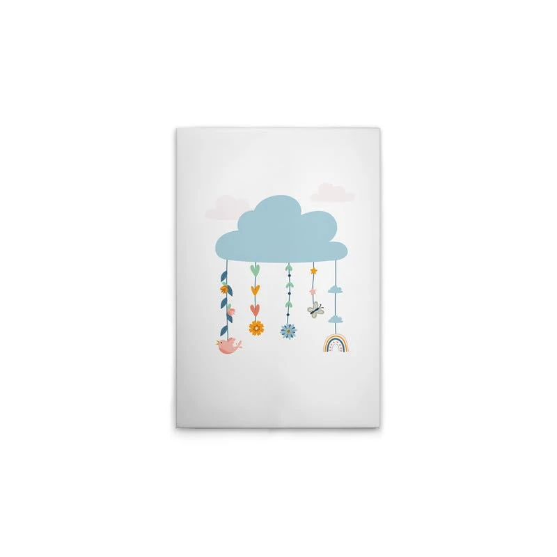 A.S. Création DD132572 Canvas Picture for Children's Room Clouds Mobile - Wall Picture in White, Colourful - 50 x 75 cm