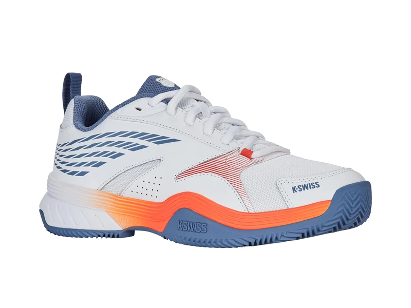 K-Swiss Men's Speedex Tennis Shoe, White Infinity Scarlet Ibis, 8 UK
