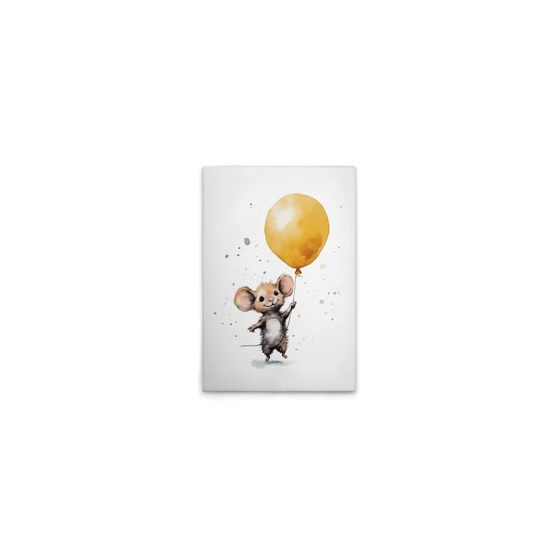 A.S. Création DD133292 Canvas Picture Cute Mouse Yellow - Wall Picture in White, Brown - 40 x 60 cm