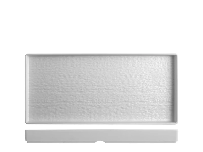 H&H Set of 3 Rectangular Plates Melamine White 38 x 18 x H 3.5 cm