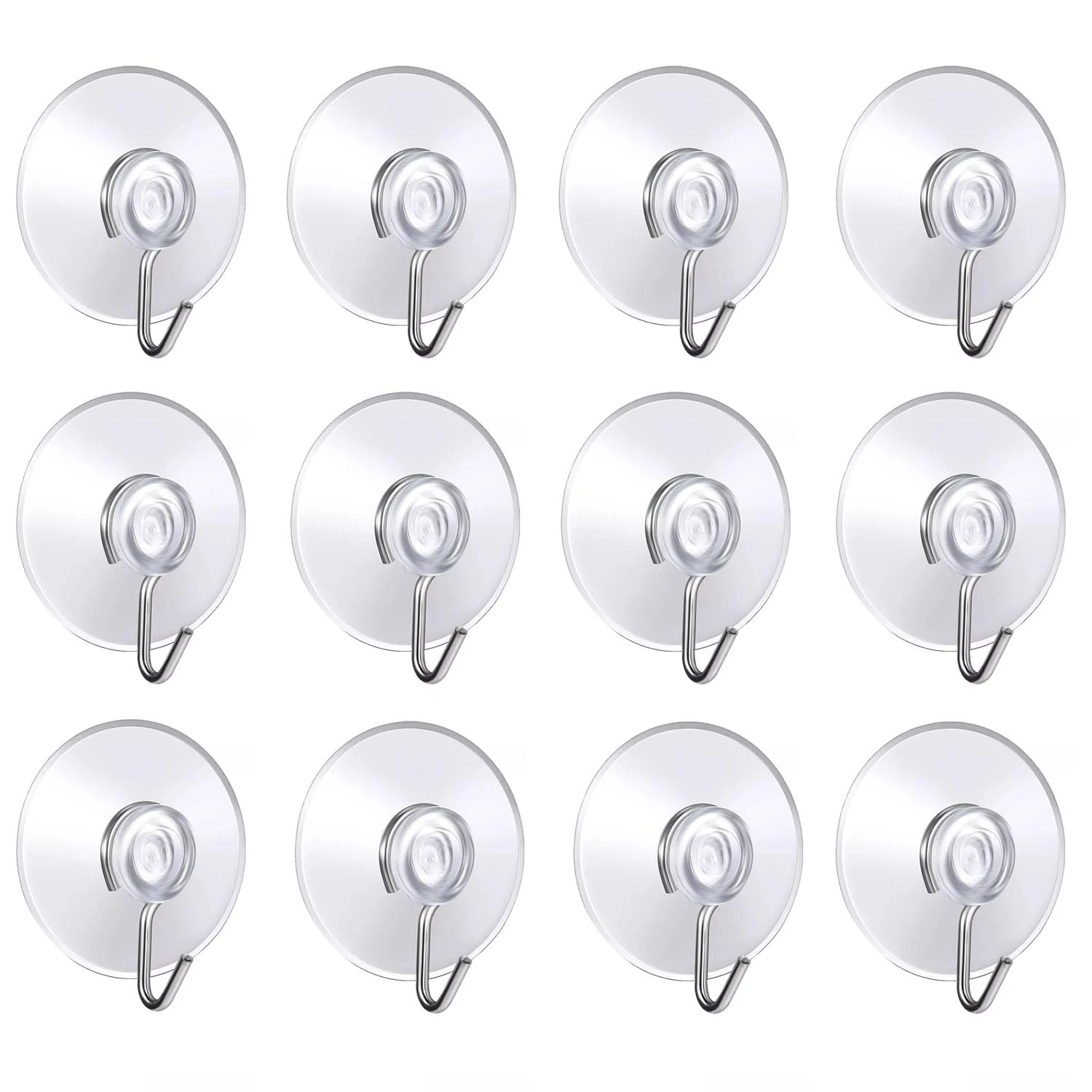 Navoys Pack of 24 40mm Suction Cup Hooks - Premium PVC Cups with Metal Hooks, Window Glass Suction Cups, Ideal for Bathrooms, Towels, Sponges, Wreaths or Kitchen Utensils (24)