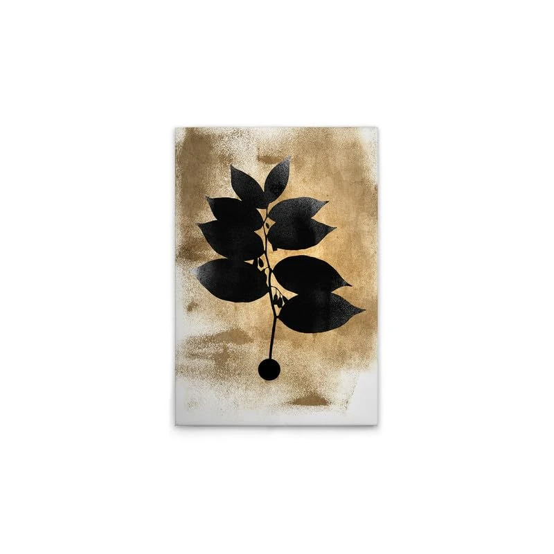 A.S. Création DD131826 Canvas Picture Leaves Black Gold Wall Picture in Cream Gold 50 x 75 cm - Image 1