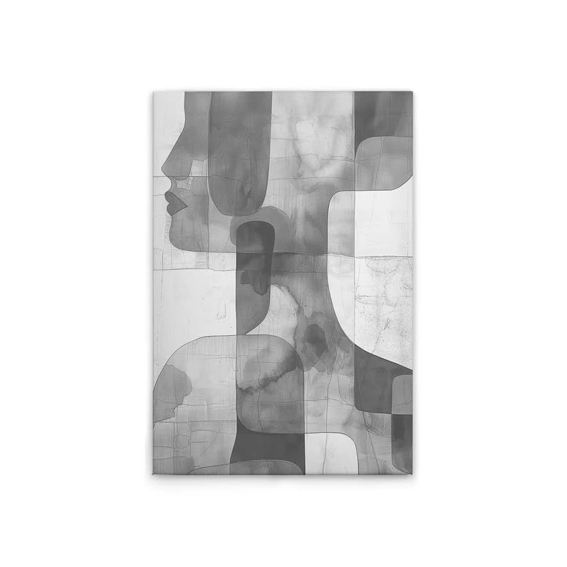 A.S. Création DD133199 Abstract Face Canvas Picture 60 x 90 cm Grey White