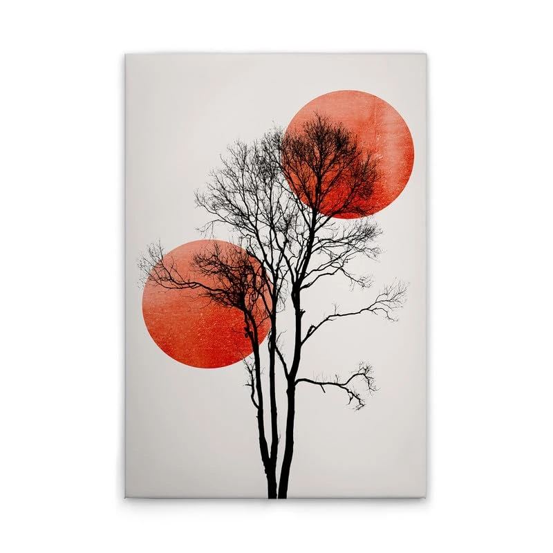 A.S. Création DD131776 Canvas Picture Tree Black White Red - Wall Picture in Cream Black - 80 x 120 cm