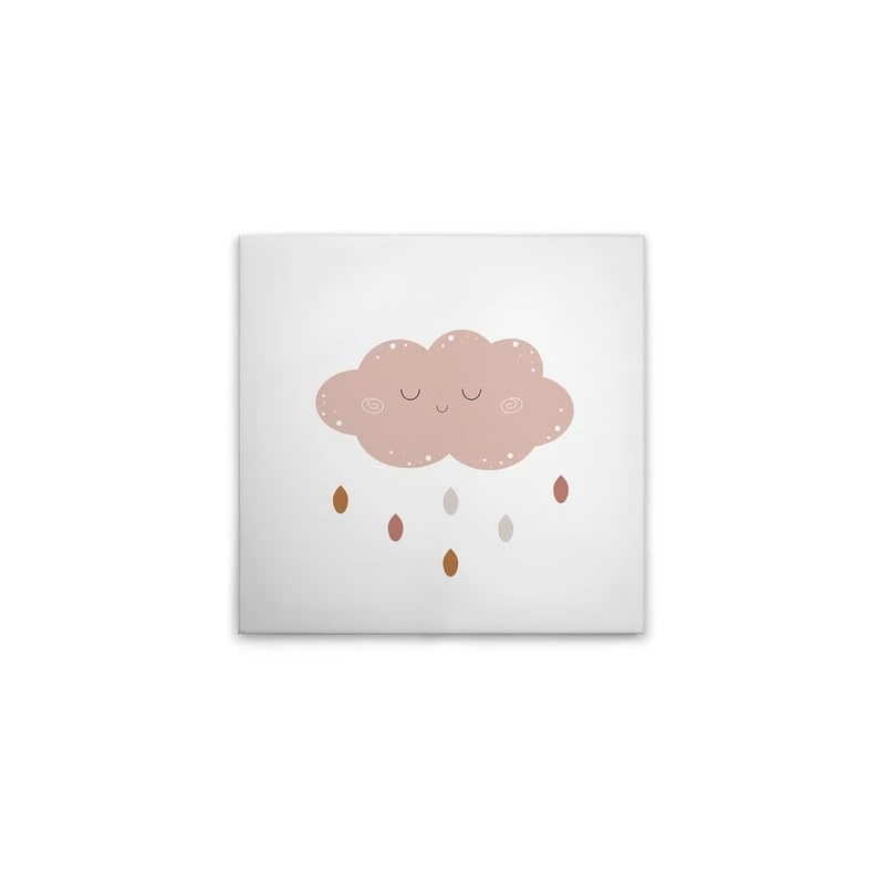 A.S. Création DD132713 Canvas Picture for Children's Room Cloud, Pink, Wall Picture in White, Brown, 50 x 50 cm
