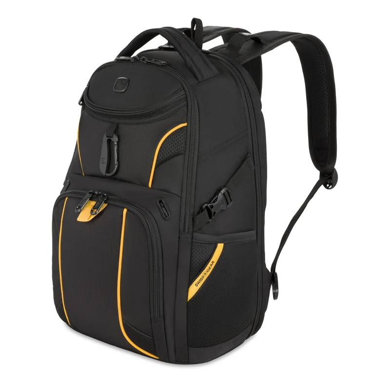 SwissGear Unisex's Mini 1900 Scansmart Slim Version Laptop Backpack, Black/Gold, 16-Inch