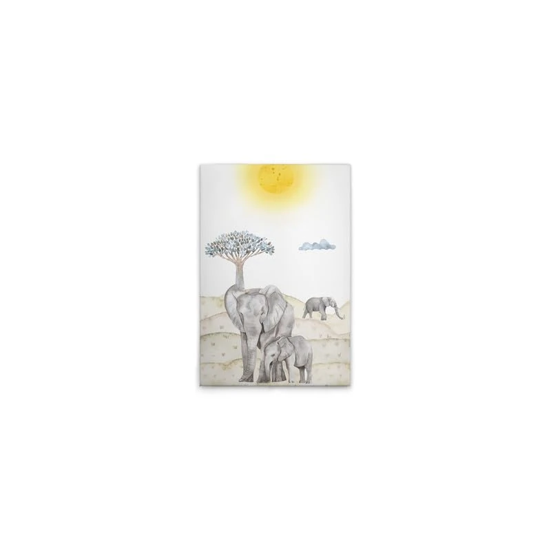 A.S. Création DD129419 Canvas Picture Safari Elephants Wall Picture in Beige Blue 40 x 60 cm