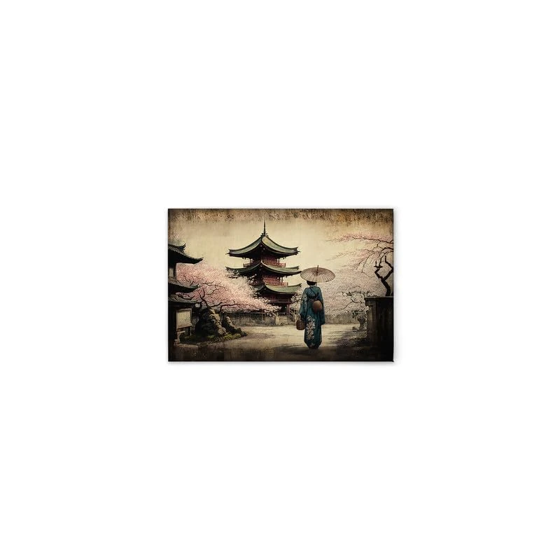 A.S. Création Pogoda Asia Vintage Canvas Picture Beige Blue 60 x 40 cm DD133152