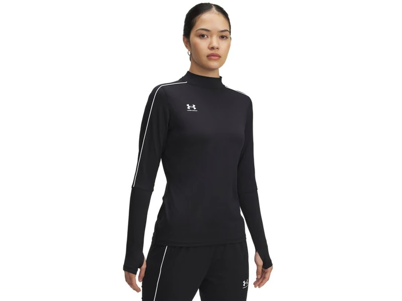 Under Armour Women's Challenger Midlayer, Soft and Comfortable Long-Sleeved Top with Thumbholes, Women's Sports Top Layer for Training and Workouts,Black / / White,XXL
