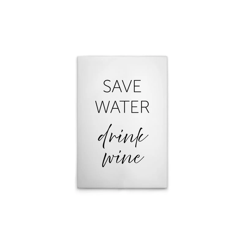 A.S. Création DD133113 Canvas Picture Safe Water Drink Wine 50 x 75 cm White Black - Image 1