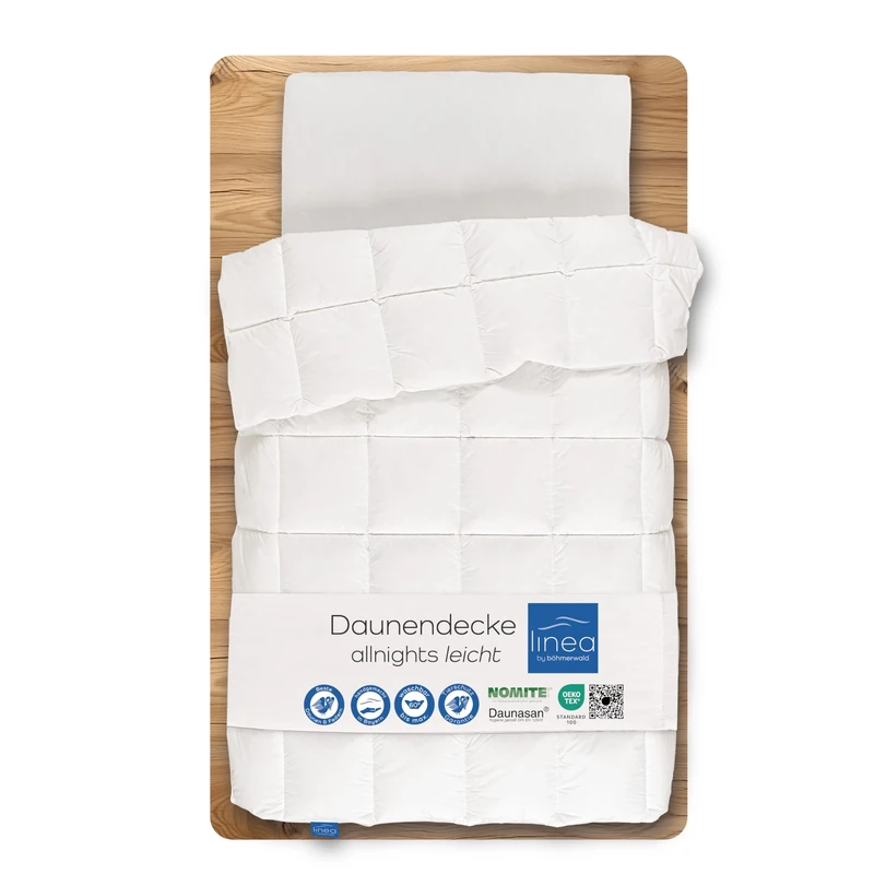 LINEA by böhmerwald allnights cuddly duvet, light, 135 x 200 cm, 100% new feathers and down, suitable for allergy sufferers, washable up to 60 °C, produced in Germany
