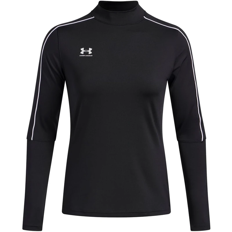 Under Armour Women's Challenger Midlayer, Soft and Comfortable Long-Sleeved Top with Thumbholes, Women's Sports Top Layer for Training and Workouts,Black / / White,MD