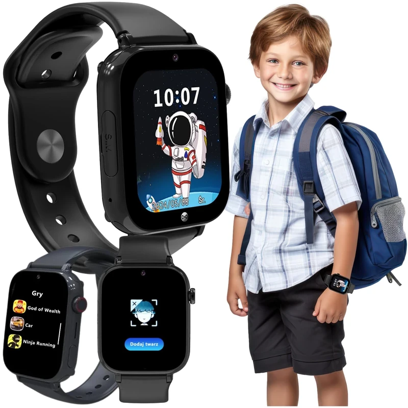 FOREVER Smart Watch KW-520 Black 1.85" for Kids - Look Me 3 with GPS, SIM Card, SOS Button - Calls & Video - IP65 Waterproof - Android & iOS Compatible
