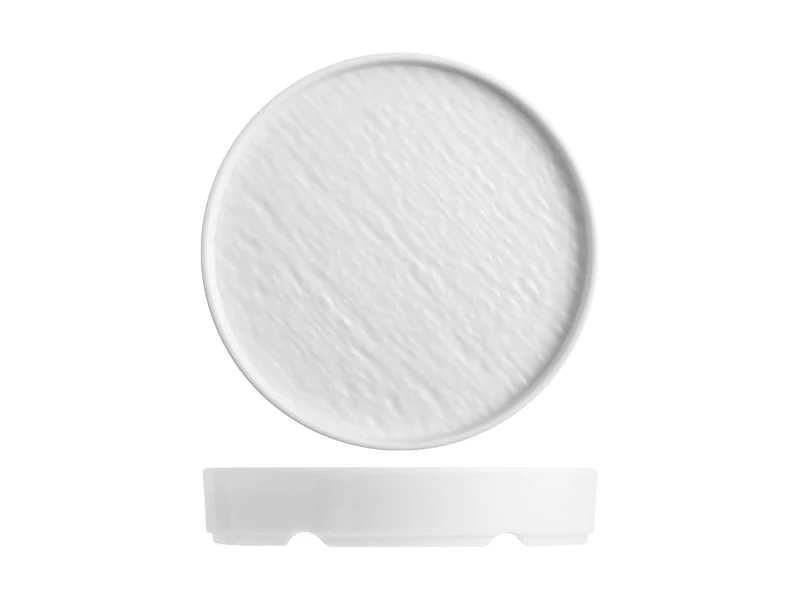 H&H Set of 3 White Melamine Plates 22.5 x H 3.5 cm