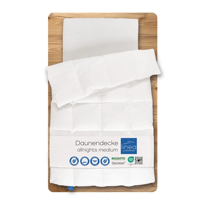 LINEA by böhmerwald allnights cuddly duvet, light, 200 x 200 cm, 100% new feathers and down, suitable for allergy sufferers, washable up to 60 °C, produced in Germany