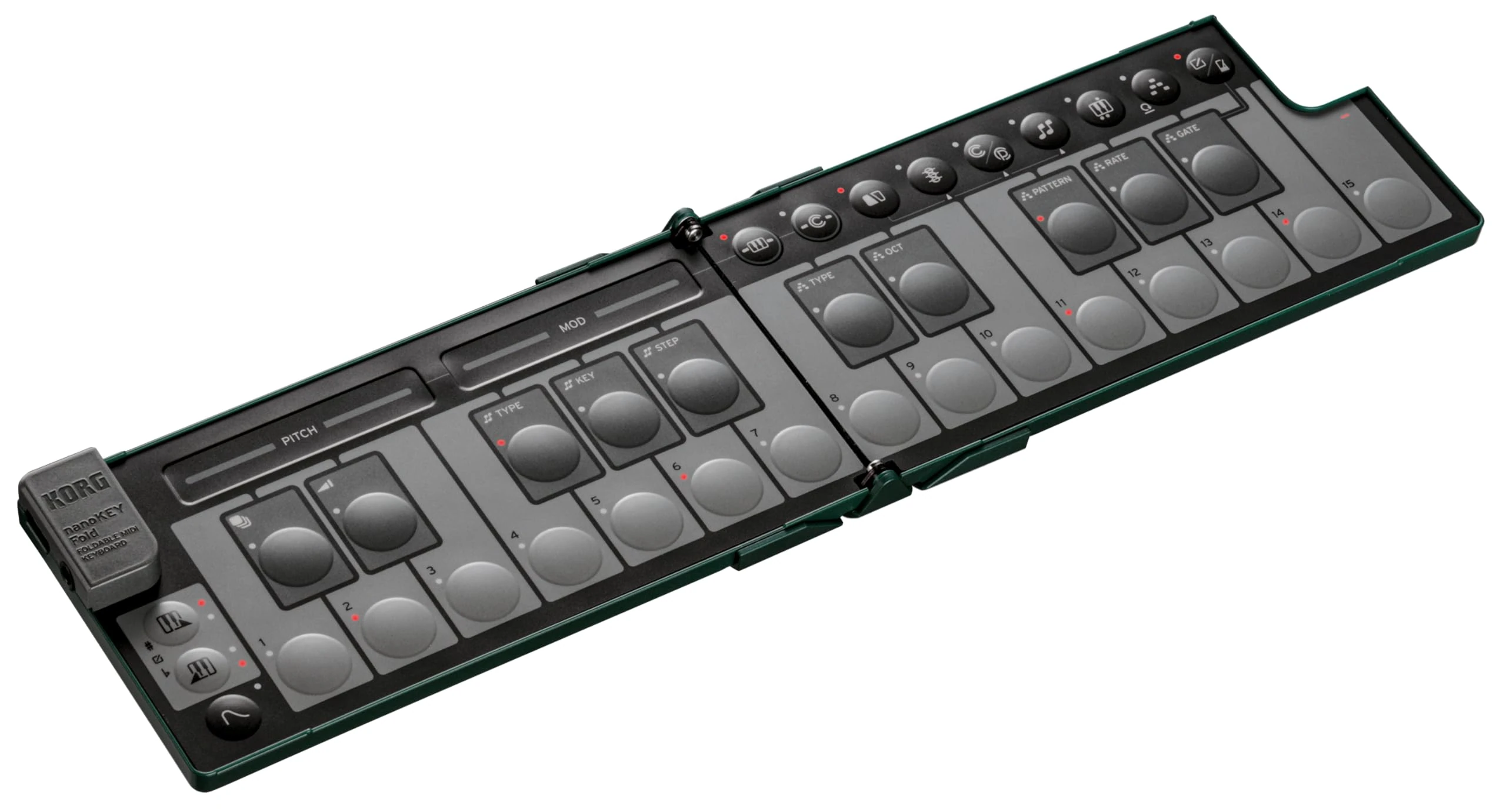 Korg nanoKEY Fold - Foldable 25 Key MIDI Keyboard Controller with USB-C and TRS-MIDI - Alpine Green