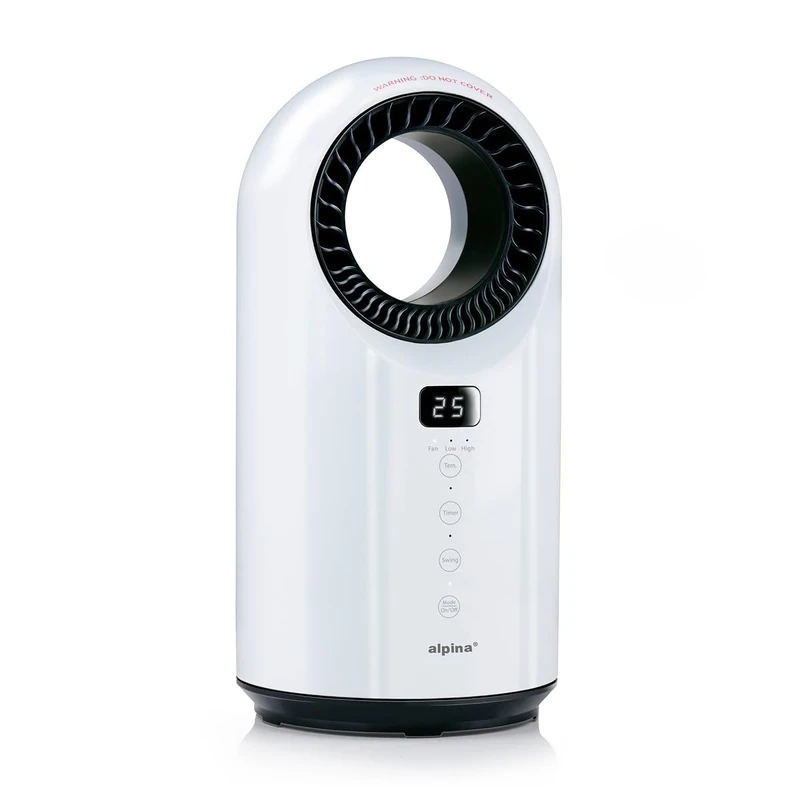 alpina Electric Heater and Fan 1500W – Fan Heater with Timer, Remote Control – Oscillating Heating and Cooling Function – 18 x 18 x 37 cm - Image 1