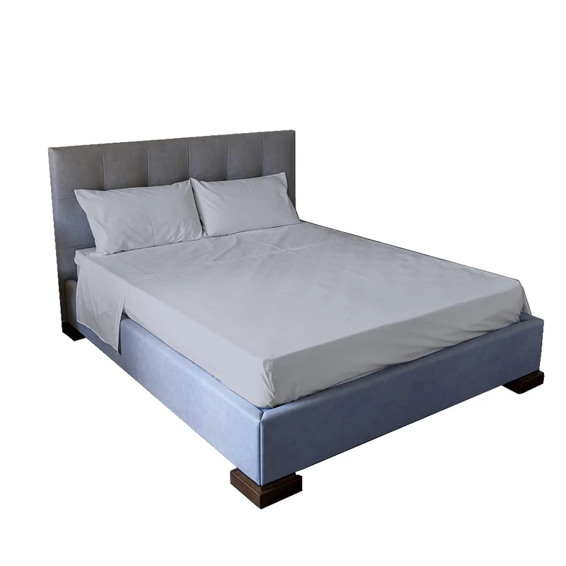 Jenny Sesal Bed Sheet Set – Solid Colour – Made in Italy – Double Bed – Single Bed – Bed Sheet Set + Pillowcases (Light Grey, Double and Half)