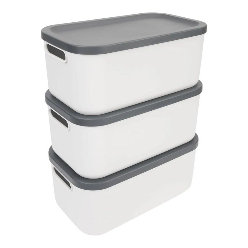 Rotho Albula Set Box 12l 3 pcs. ALBULA light, Plastic (PP) BPA-free, white, 12l (46.3 x 26.3 x 32.4 cm) - Image 1