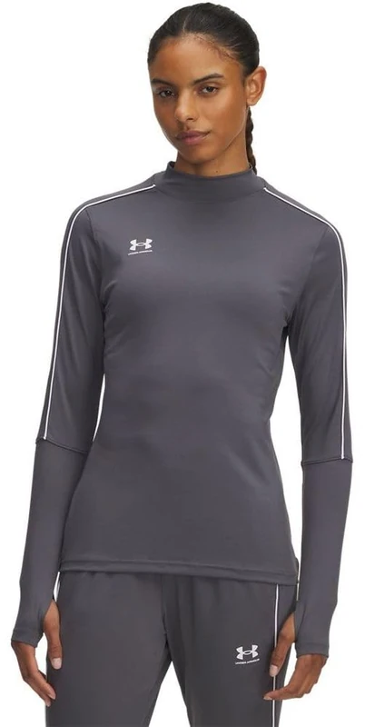 Under Armour Women's Challenger Midlayer, Soft and Comfortable Long-Sleeved Top with Thumbholes, Women's Sports Top Layer for Training and Workouts,Castlerock / / White,XXL