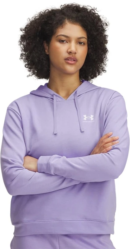 Under Armour Women's Rival Terry Hoodie, Soft and Warm Women's Hoodie for Sports and Workouts, Fast-Drying and Sweat-Wicking Hooded Top,Transparent / / White,MD