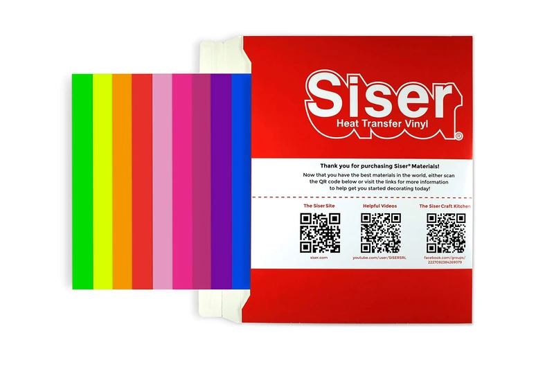 Siser EasyWeed 12 Sheets 30 x 30 cm – Neon Colour Envelope, Heat Transfer Vinyl for Personalizing Fabrics, Creative Hobbies, VeganOk Certified and Oeko-Tex Standard 100 Class I