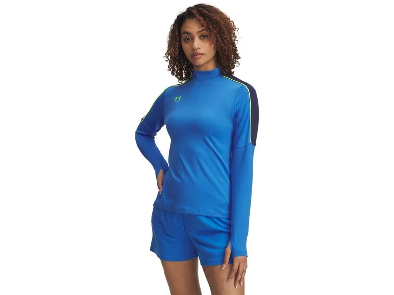 Under Armour Women's Challenger Midlayer, Soft and Comfortable Long-Sleeved Top with Thumbholes, Women's Sports Top Layer for Training and Workouts,Blue Atlantis / / High Vis Yellow,XXL - Image 1