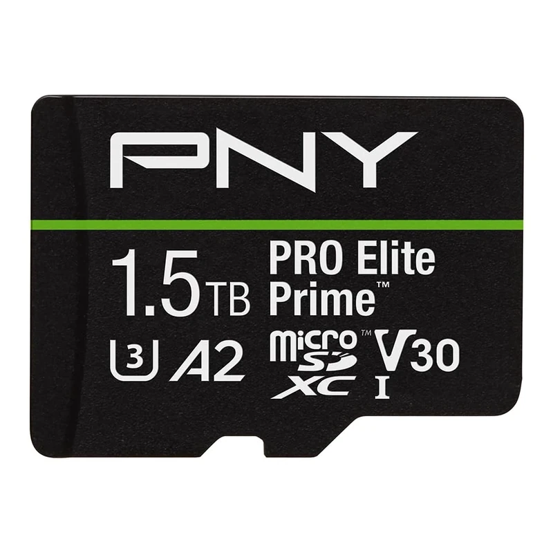 PNY 1.5TB PRO Elite Prime Class 10 U3 V30 A2 microSDXC Flash Memory Card + SD adapter - up to 200MB/s, Class 10, U3, V30, A2, 4K UHD, Full HD, UHS-I